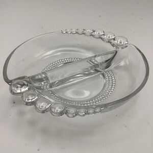 Vintage Teardrop Glass Divided Relish/Candy Dish